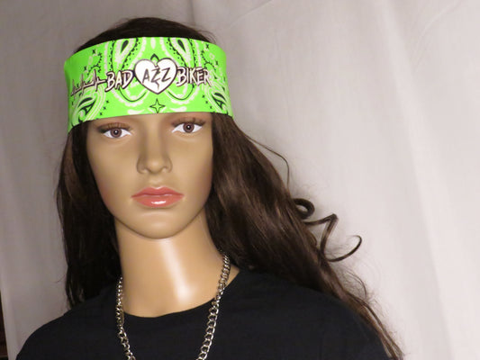 BAD AZZ BIKER " NEON GREEN BANDANA"