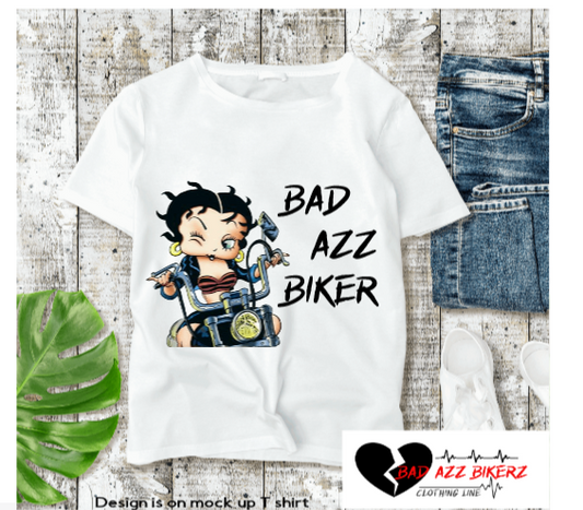 " BAD AZZ BIKER  BETTY BOOP" ( WHITE )