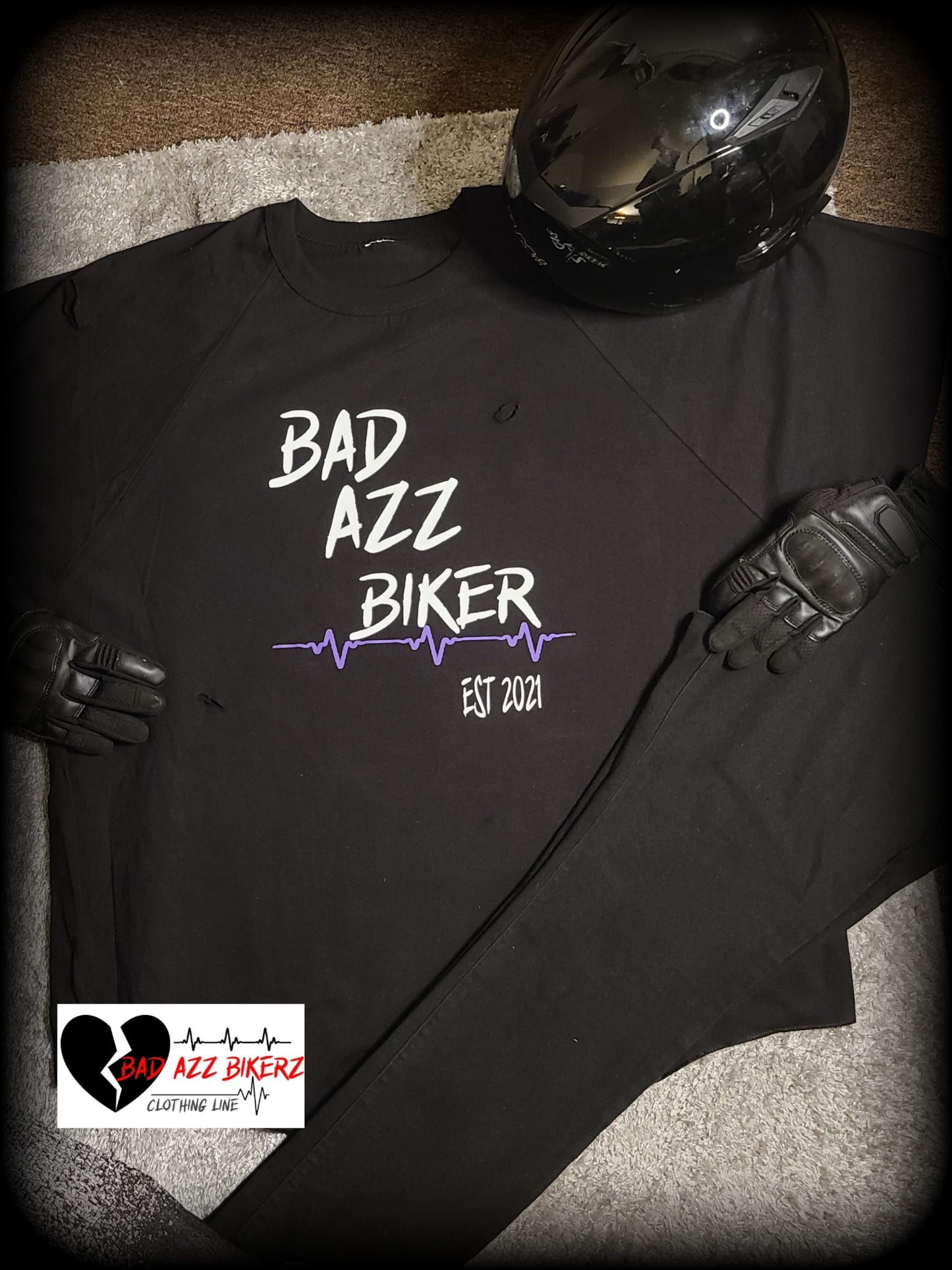 " BAD AZZ BIKER " Short Sleeve T- shirt ( Black )