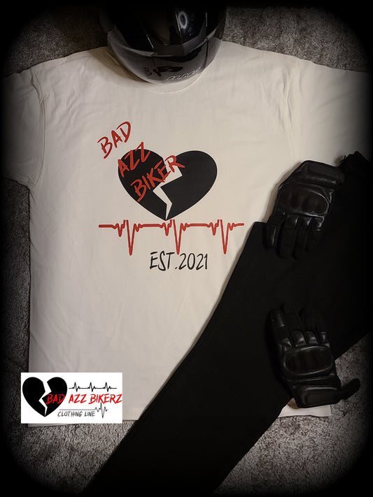" BAD AZZ BIKER " Short Sleeve T- shirt ( WHITE )