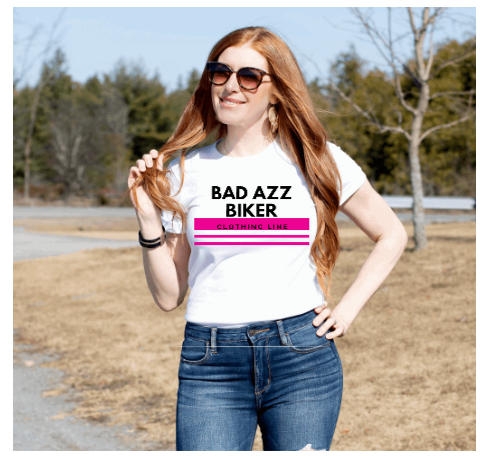 "BAD AZZ BIKER CLOTHING LINE" T-SHIRT (WHITE)