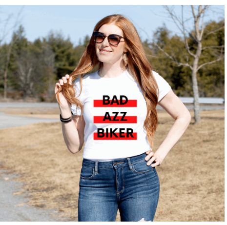 "BAD AZZ BIKER " T-SHIRT (WHITE)